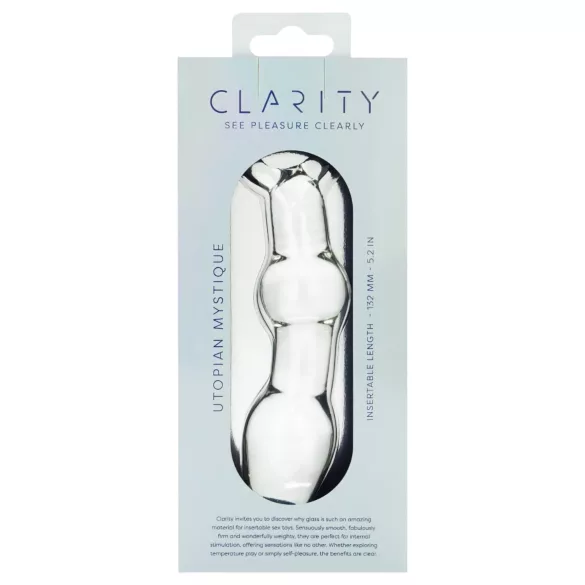 Clarity Utopian Mystique - geribbelde glazen anale dildo (transparant)