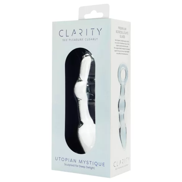 Clarity Utopian Mystique - geribbelde glazen anale dildo (transparant)