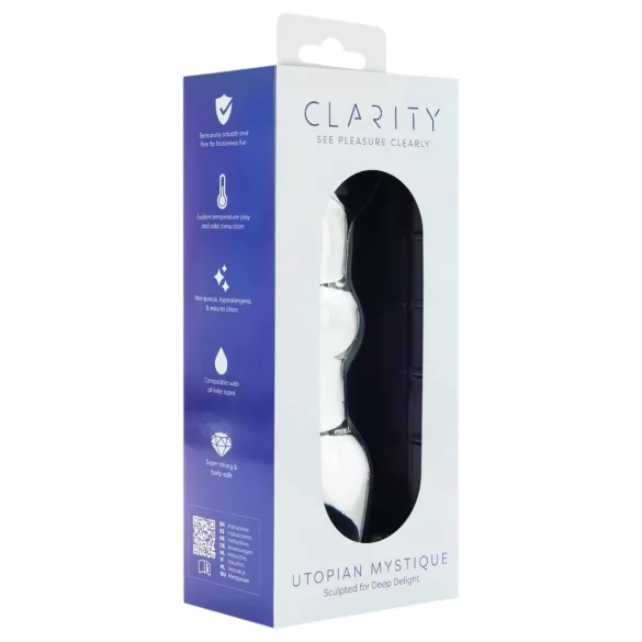 Clarity Utopian Mystique - geribbelde glazen anale dildo (transparant)