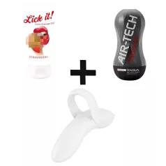 Stel set - masturbator, vingervibrator, glijmiddel