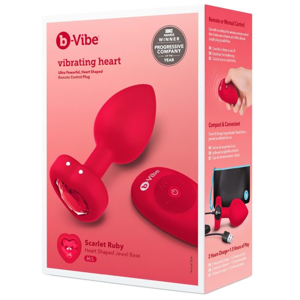 b-vibe hart - draadloze anale vibrator (rood)