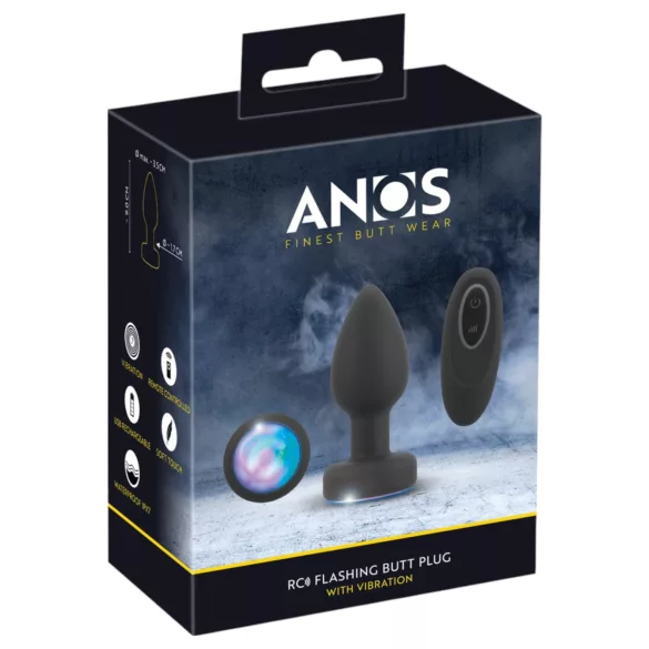 ANOS - verlicht, vibrerend anaalplug (zwart)