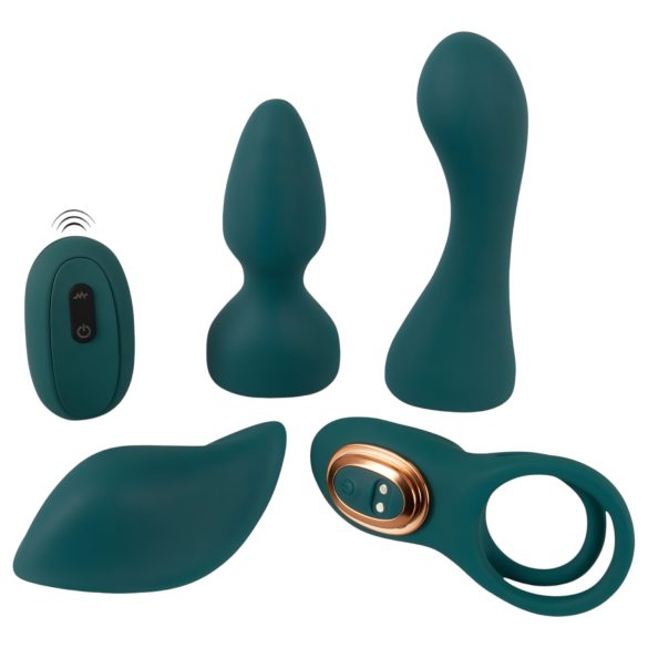 Couples Choice - 4in1 veelzijdige afstandsbediening vibrator (turkoois)