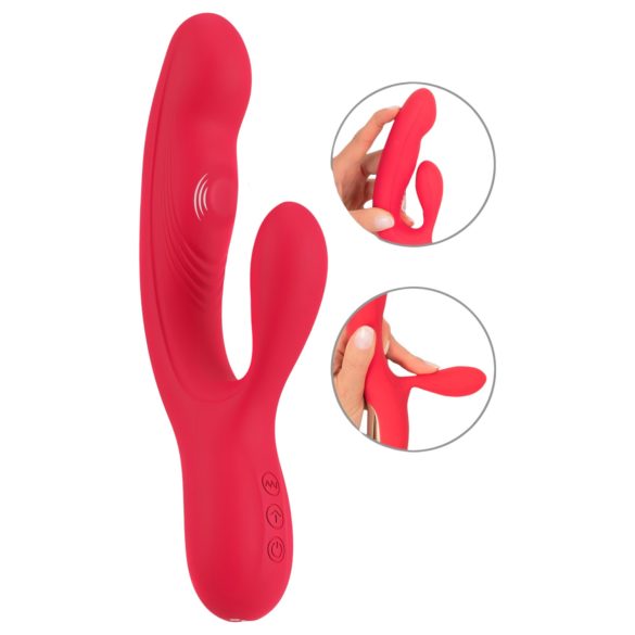 Smile Kloppende Konijn - oplaadbare 3-motorige vibrator (rood)