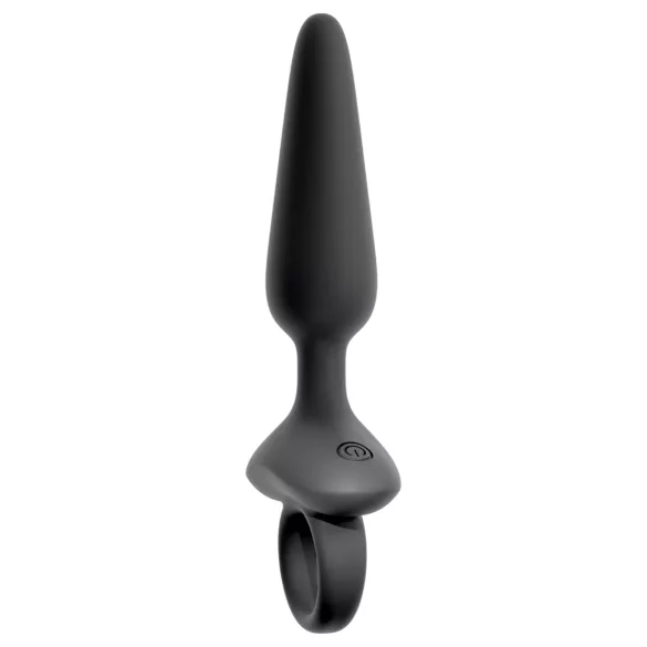 ANOS - vibrerende buttplug met handvat - siliconen - zwart