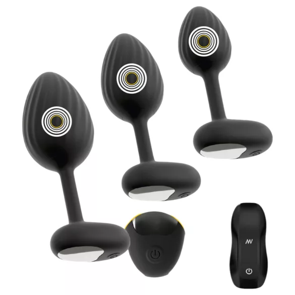 ANOS - vibrerende buttplug set - siliconen - zwart
