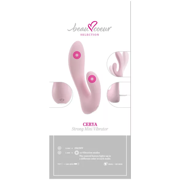 Beau Coeur Cerya - mini vibrator met clitorisstimulator (lichtroze)