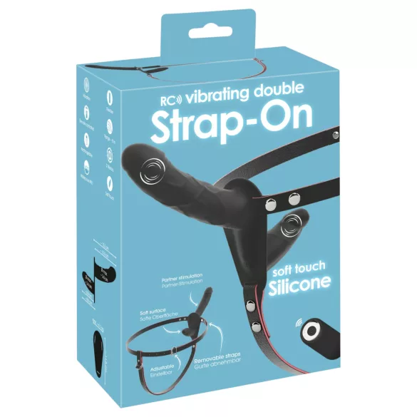 You2Toys - afstandsbedienbare dubbele opzetvibrator (zwart)