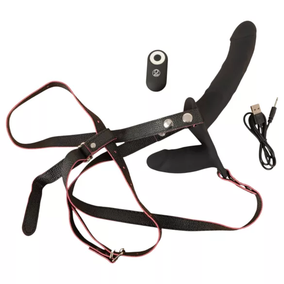 You2Toys - afstandsbedienbare dubbele opzetvibrator (zwart)