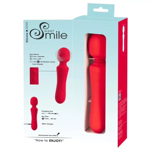 Sweet Smile - oplaadbare, waterdichte wandvibrator (rood)