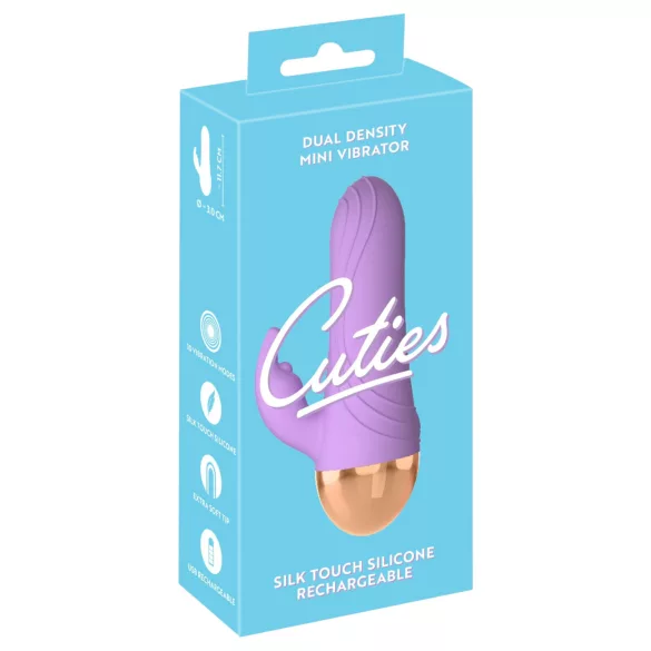 Cuties - oplaadbare, waterdichte mini vibrator met clitorisstimulatie‑arm (paars)