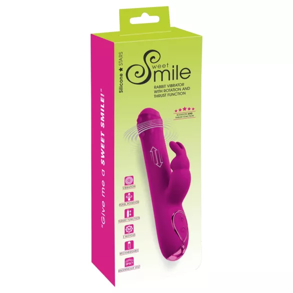 Sweet Smile - duwende, roterende vibrator met clitorishendel (roze)