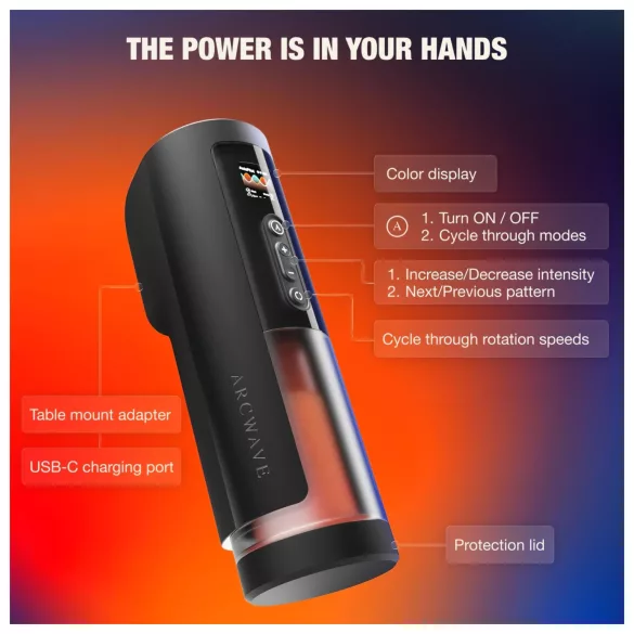 Arcwave Thruster - duwende en roterende automatische masturbator (zwart)