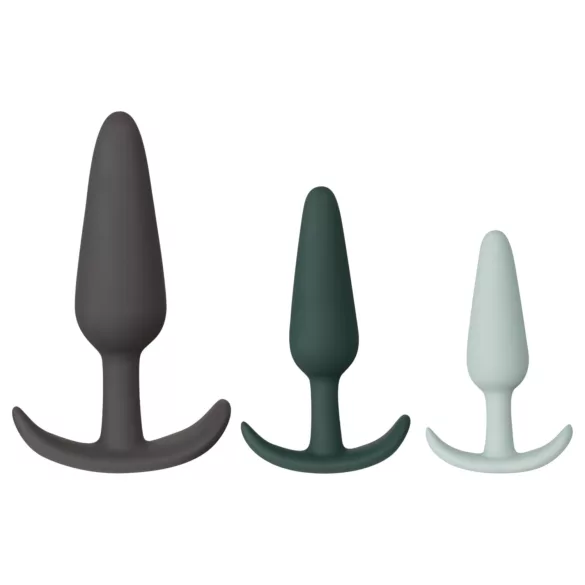 Amaysin - siliconen anal plug set (zwart en groen) - 3 stuks