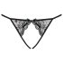 Obsessive Miamor - Zwarte kanten damesstring met netdetails (open ontwerp) - L/XL
