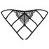 Obsessive Miamor - Zwarte kanten damesstring met netdetails (open ontwerp) - L/XL