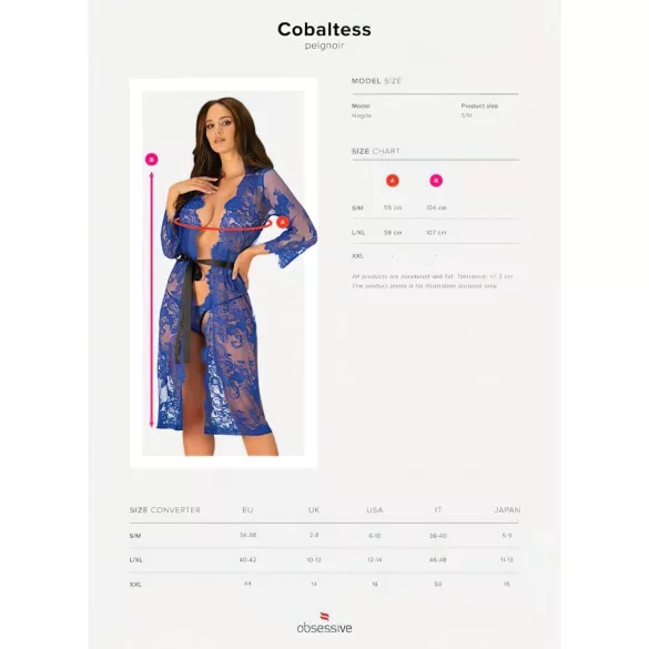 Obsessive Cobaltess - kanten kimono (blauw) - L/XL