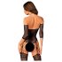 Obsessive - patroon gedecoreerde net catsuit (zwart) (S-L)