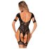 Obsessive - Open Net Body met Patroon (Zwart) - (S-L)