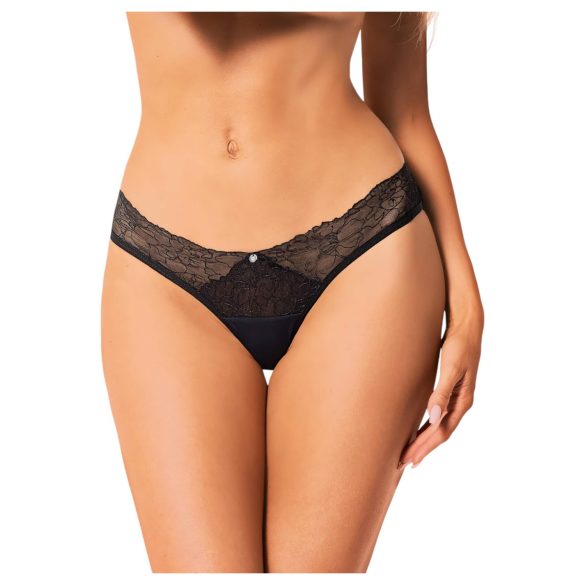 Obsessive Bella Rou - slip - bloemenmotief - zwart - M/L
