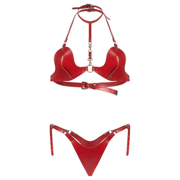 Obsessive Inferro - bh set met bandjes - lederlook - rood