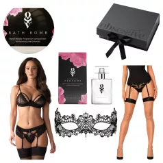 Obsessive Wonderia - lingerie cadeau box - 6-delig (zwart)