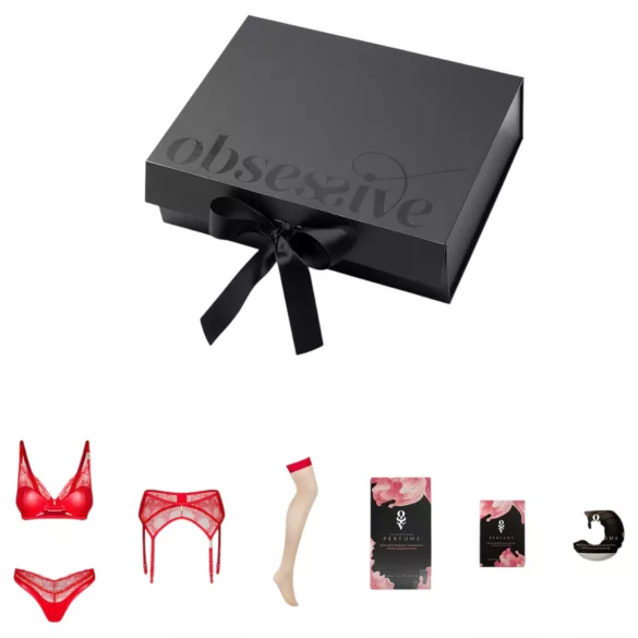 Obsessive Aloisa - lingerie cadeau box - 6-delig - rood - L/XL
