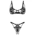 Obsessive Luise - 2-delige lingerie set met tulpdesign (zwart) - L/XL