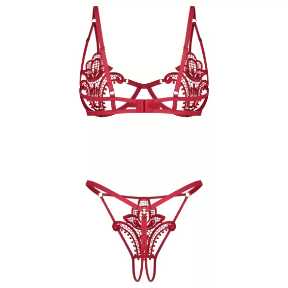 Obsessive Luise - 2-delige lingerieset met tulpenmotief (rood)