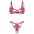Obsessive Luise - 2-delige lingerieset met tulpenmotief (rood) - L/XL