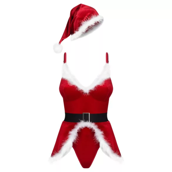 Obsessive Hot Santa - driedelig kerstvrouw kostuum voor dames (rood)