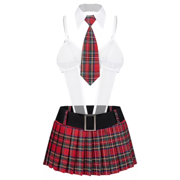 Obsessive College Girl - vijfdelig schoolmeisjeskostuum (rood)
