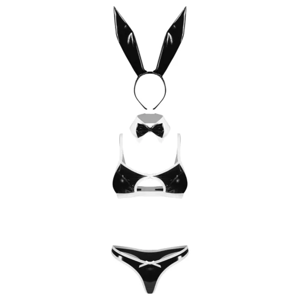 Obsessive Night Bunny - vierdelig konijnenpakje voor vrouwen (zwart)