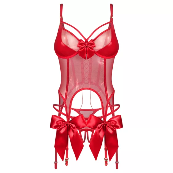 Obsessive Gifty - bustier en open string set (rood) - L/XL