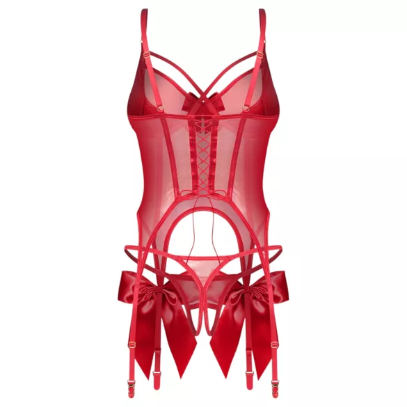 Obsessive Gifty - bustier en open string set (rood) - L/XL