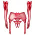 Obsessive Gifty - driedelig set met jarretelles (rood) - L/XL