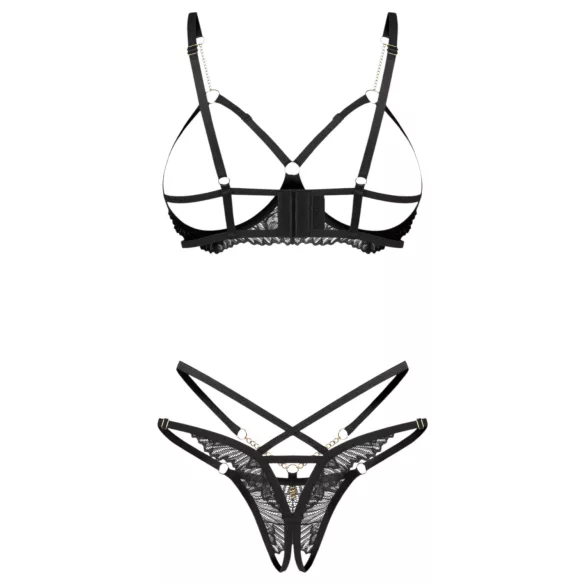 Obsessive Matildea - set met open bh (zwart)