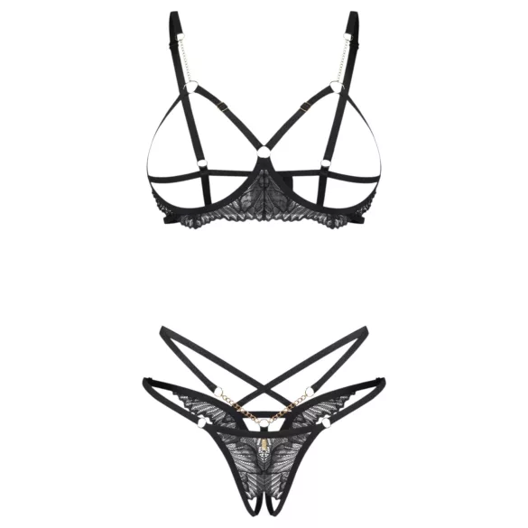Obsessive Matildea - set met open bh (zwart)