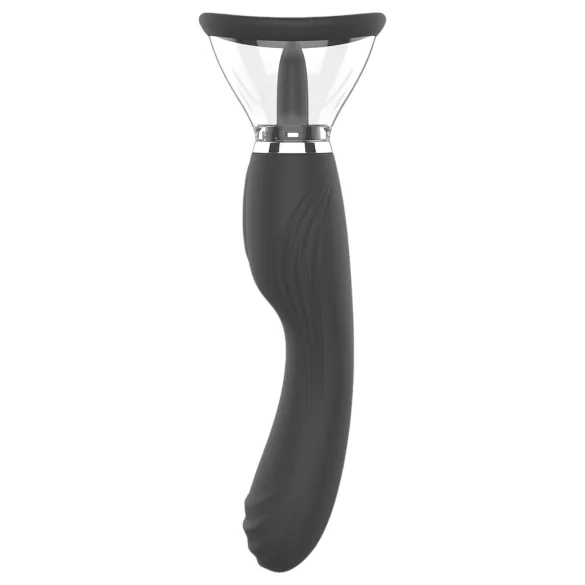 Sweet Play - 2-in-1 vibrator met likkende tong en zuigfunctie voor de clitoris (zwart)