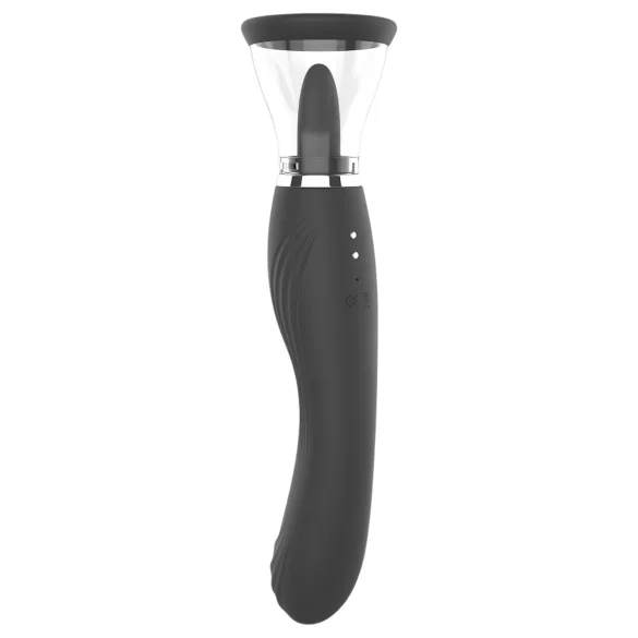 Sweet Play - 2-in-1 vibrator met likkende tong en zuigfunctie voor de clitoris (zwart)