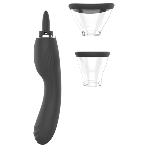 Sweet Play - 2-in-1 vibrator met likkende tong en zuigfunctie voor de clitoris (zwart)