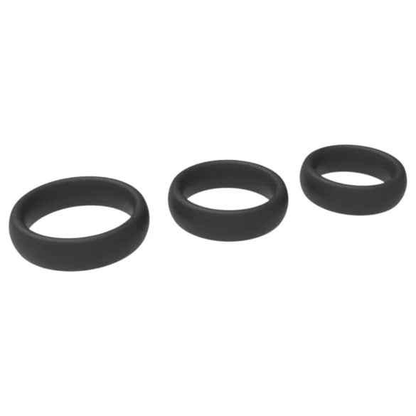 Men's Play - penisring set - dik siliconen - zwart - 3 stuks