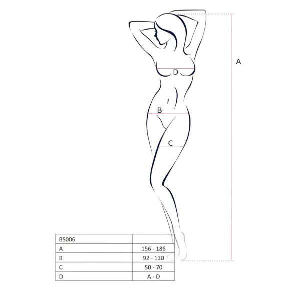 Passion BS006 - open catsuit met jarretels - zwart - S-L