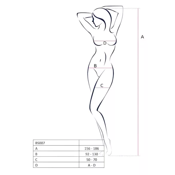 Passion BS007 - bodystocking - netpatroon - wit - S-L