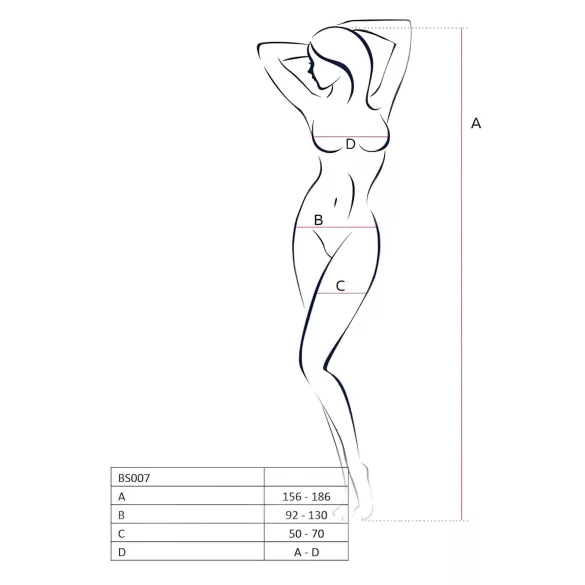 Passion BS007 - bodystocking - netpatroon - wit - S-L