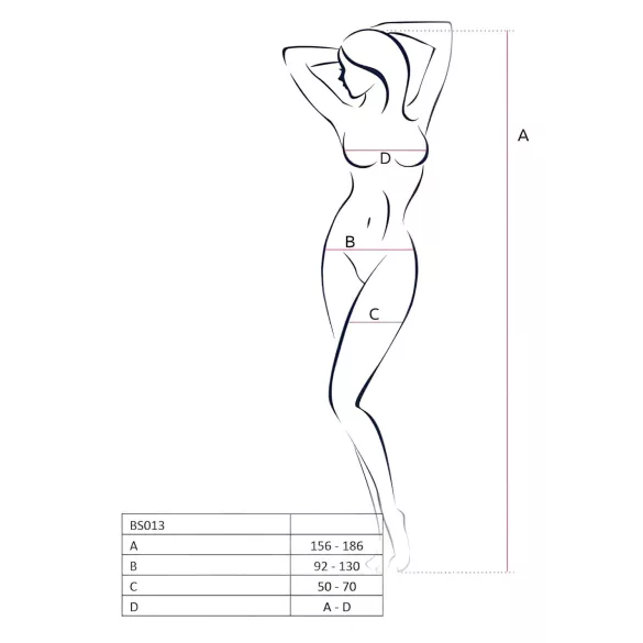 Passion BS013 - neglige set - gestreept net - wit - S-L