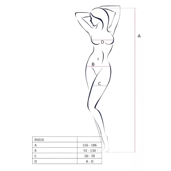 Passion BS016 - lingerie set - minimalistisch netstof - zwart - S-L