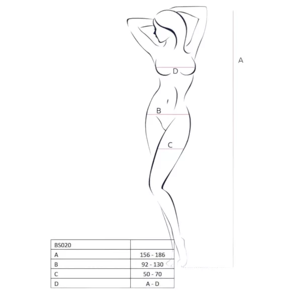 Passion BS020 - open catsuit met versiering - zwart - S-L