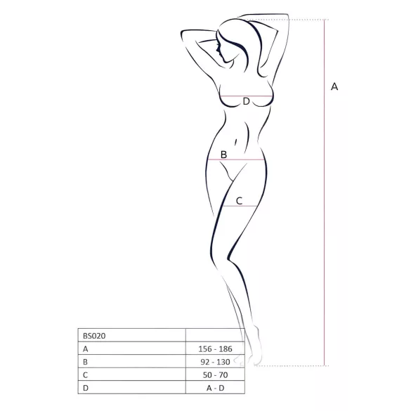 Passion BS020 - open catsuit met versiering - wit - S-L