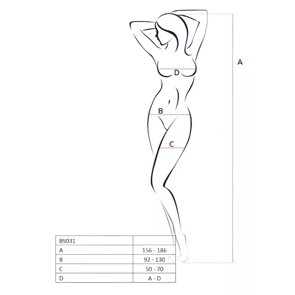 Passion BS031 - ouvert catsuit - wit - S-L